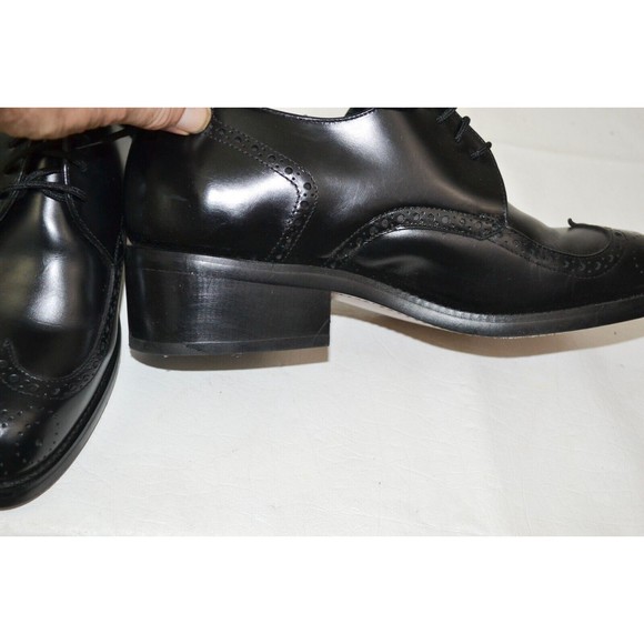Men\'s Leather Size 8 Dress Wingtip Lift Shoes Black 3\